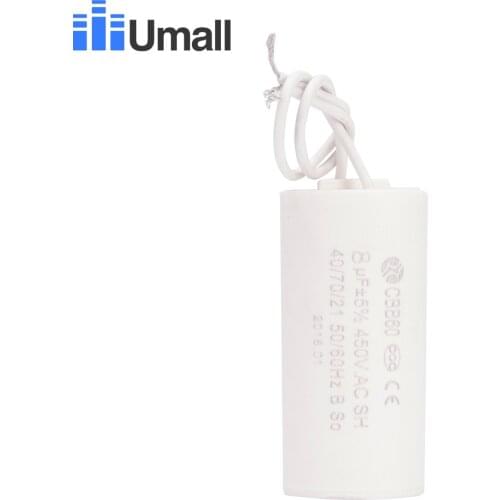 CBB60 8uF 450V Two Wires Generator Autio Electric Motor Start Capacitor For Machine For Water Pumps QB-60 IDB-35 PM-45