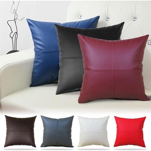 45x45cm Throw Pillows Case Nordic Style Imitation Pu Leather Cushion Covers Home Sofa Living Room Car Decor Pillowcase