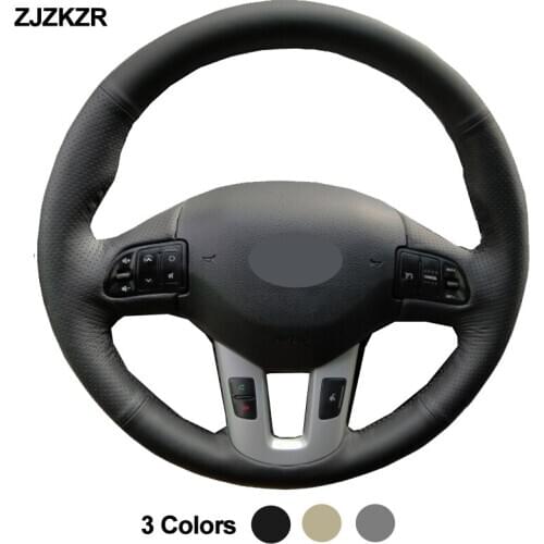 Hand Sewing Car Steering-Wheel Cover Wrap For Kia Sportage 3 2011-2014 Ceed Cee'd 2010-2012 Black Beige Gray Artificial Leather