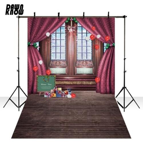 DAWNKNOW Window Vinyl Backdrops For Photo Studio Merry Christmas Photocall Indoor Photography Background For Family 6379