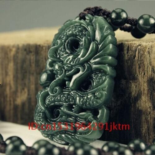 Jadeite Pendant Jewelry Gifts Amulet Women for Dragon Natural Jade Necklace Fashion Charm Hetian Carved Chinese Men