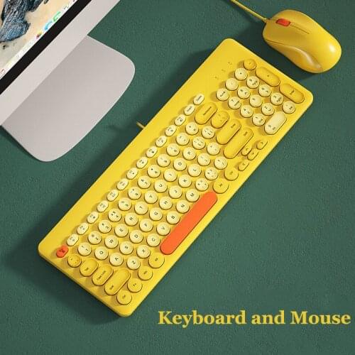 Notebook Computer External Wired Keyboard and Mouse Set Cute Boys and Girls Mute Office Home USB