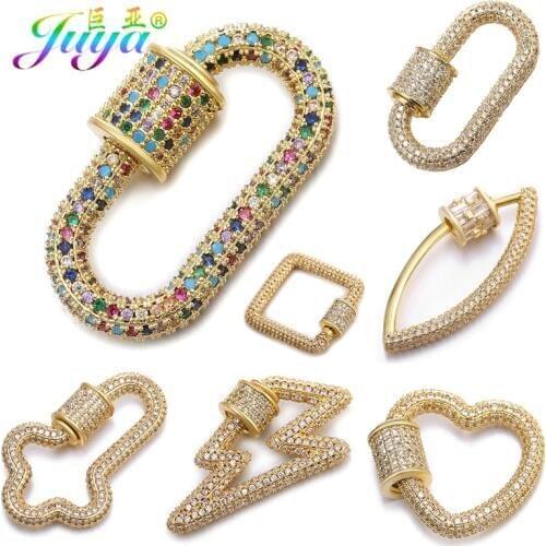 Juya DIY Punk Jewelry Making Supplies 7 Styles Copper Fastener Carabiner Screw Clasps Pendants Accessories For Necklace Handmade