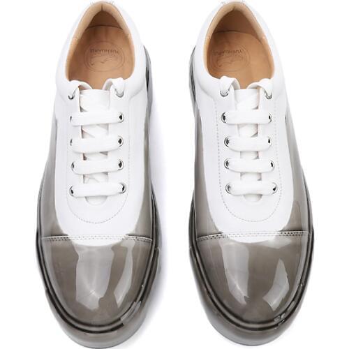 Mens shoes 2020 new Korean trend first layer leather mens shoes thick bottom glue drop white sports casual shoes men