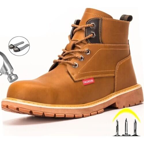 Mens Boots Winter Shoes Genuine Leather Shoes Safety Boots Indestructible Work Shoes For Martin Boots Men Safety Shoes Footwear