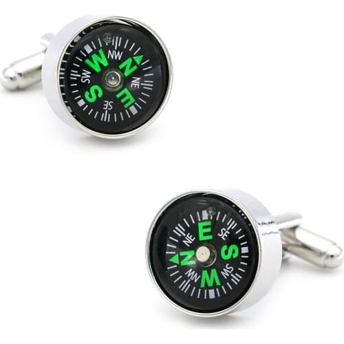 Mens Compass Cuff Links Copper Material Blue Color