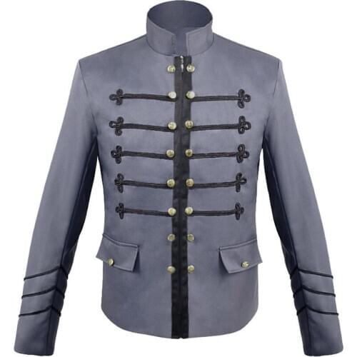 Men Victoria Edwardian Steampunk Trench Coat Frock Outwear Vintage Prince Overcoat Medieval Renaissance Jacket Cosplay Costume