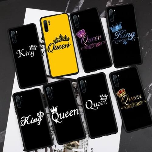 King Queen Crown Phone Case For Huawei honor Mate P 9 10 20 30 40 Pro 10i 7 8 a x Lite nova 5t Soft silicone Shell Cover Funda