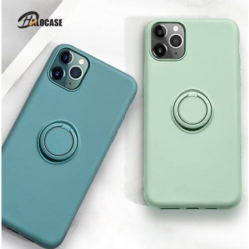 Soft Silicone Phone Case For iPhone 12 11 Pro Max Mini XS XR X R 7 8 6 S 6S Plus iPhone11 iPhone12 With Ring Holder Stand Covers