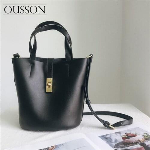 OUSSON 2021 New Design Leather Large Capacity Bucket Bag Fashion Messenger Bag Multifunctional Shoulder Bag For Women