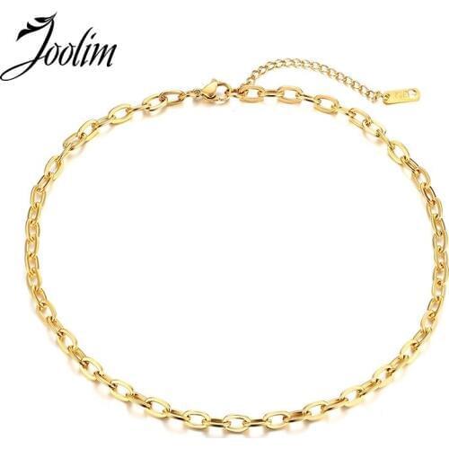 JOOLIM High End Gold Finish Chunky Link Chain Necklace Stainless Steel Necklace Wholesale