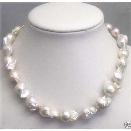 FREE shipping> >>>>AAA+ Rare Huge 12-18MM WHITE SOUTH SEA BAROQUE KESHI AKOYA PEARL NECKLACE 18"