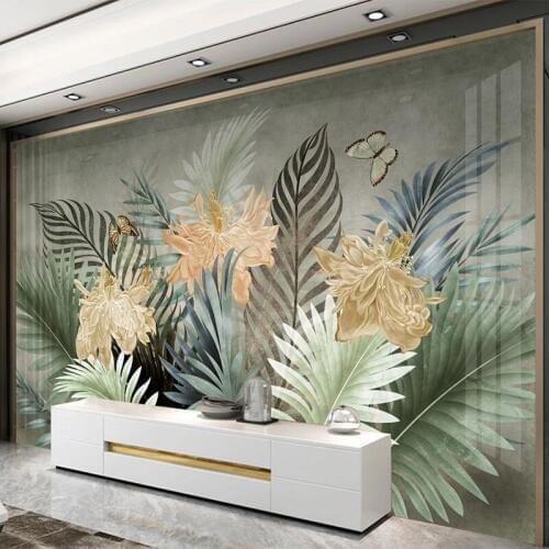 Custom 3D Wallpaper European Style Tropical Plants Leaf Murals Living Room TV Sofa Bedroom Home Decor Background Wall Papers 3 D