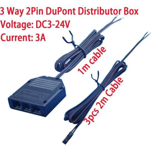 DuPont Distributor Box Black Color 2Pin 3/4/5/6/8/10 Way 2pin Splitter Box with 2m Black Cables for Single Color LEDs