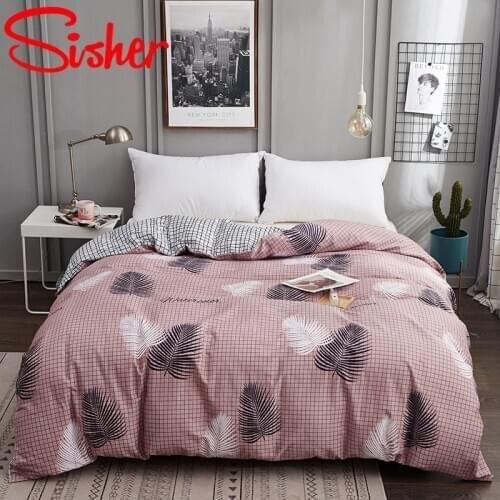 Modern Leaf Printed 240x220 1pcs Duvet Cover Cartoon Bedclothes Single Double Queen King Size Quilt Covers (No Pillowcase)