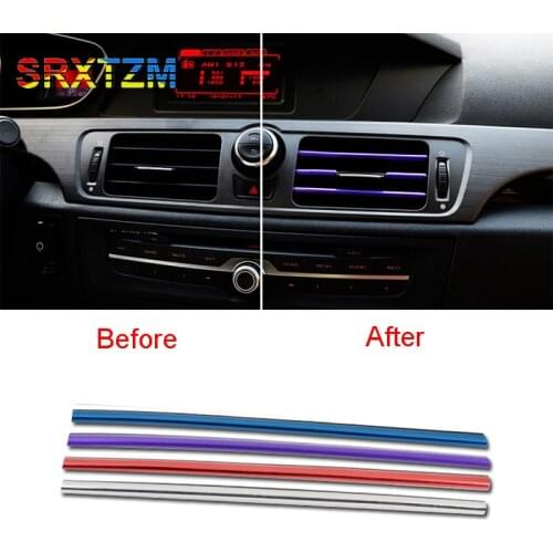 SRXTZM 20cm Car-styling plating Air outlet trim strip Interior Air Vent Grille Switch Rim Trim Outlet Decoration Strip DIY 10pcs