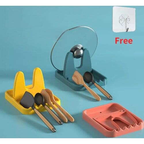 Pot Lid Rack Kitchen Countertop Drain Tray Household Non-Perforated Spatula Mat Storage Rack Spatula Rack Holder Soup Spoon Rack