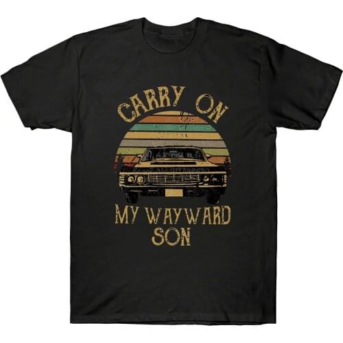 Supernatural Carry On My Wayward Son Vintage Retro MenS Brand New Men Clothing Fashion MenS T Shirts Design Shirt