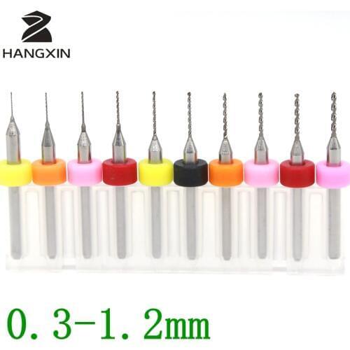 PCB drill bits 0.3-1.2mm, tungsten carbide micro mini drill, 10PCS CNC woodworking tools, drilling glass,Cutters for CNC