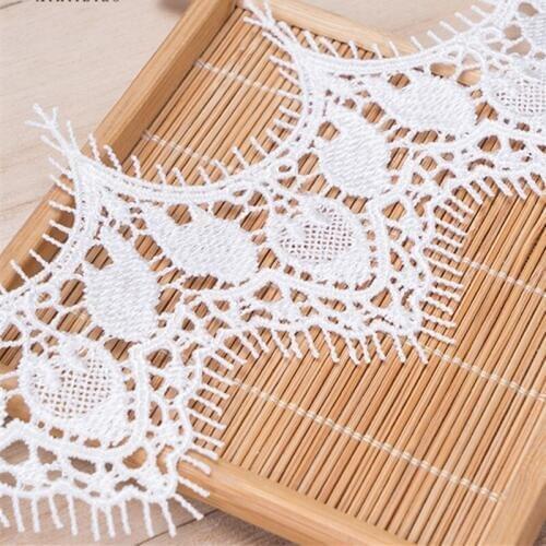 Light ivory embroidery water solube guipure lace trim for sewing wedding dress edge