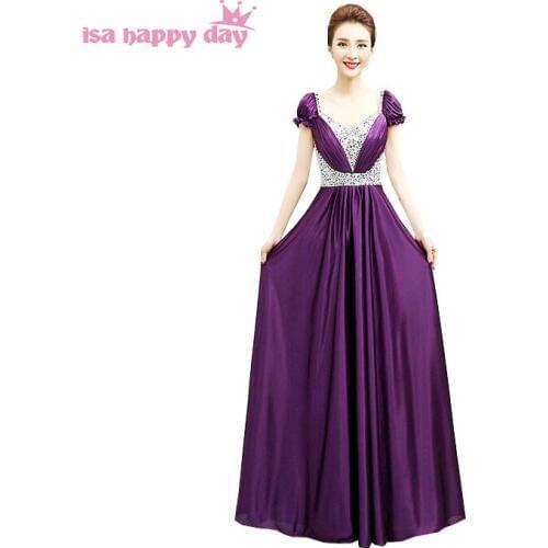 Plus size tops sequin women floor-length dress gold purple formal gowns lace up back prom dresses size 18 pageant gown H3044