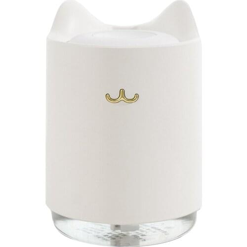 EAS-Ultrasonic Air Humidifier Cat USB Aroma Diffuser with Romantic Night Light Hydration for Home Office Car Air Purifier