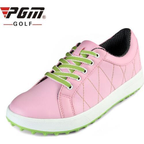 PGM Womens Soft Leather Golf Shoes Ladies Anti-skid Breathable Sneakers Lightweight Wearable Training Shoes AA10097