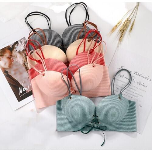 Elovegirl One Piece Women Seamless Bra Sexy 3/4 Cup Bralette Underwear Adjustable Tops Ladies Lingerie Pull B Underwear