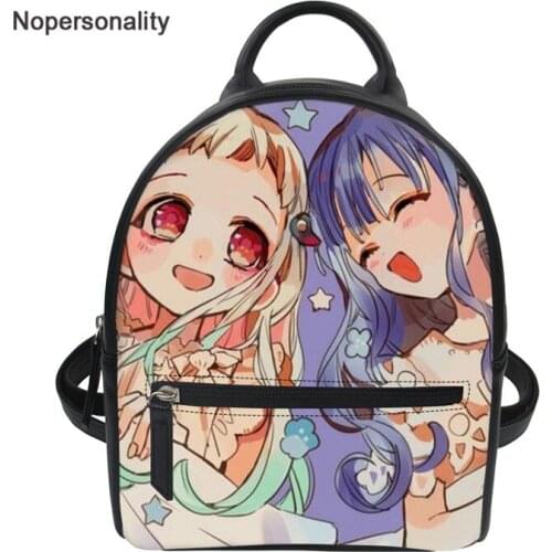 Nopersonality Women Stylish Mini Backpack baku Shounen Hanako-kun Printed Casual Shoulder Bag Teen Girls Durable PU Leather Sack