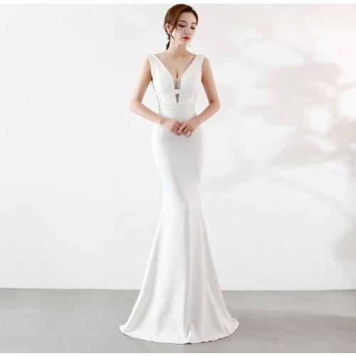 Womens Celebrity Dresses Sexy Slim V-Neck Mesh Stitching Robe De Soire De Mariage Prom Evening Vestidos Estilo Sirena