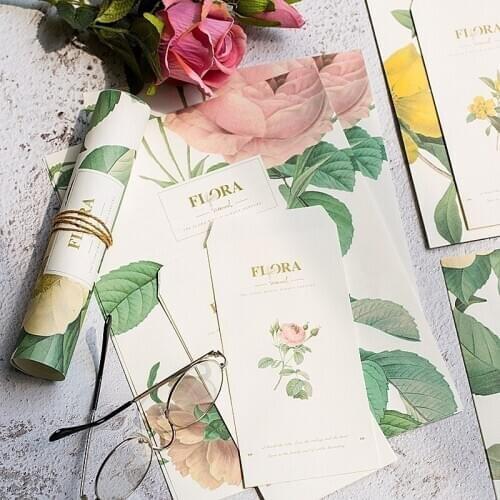 1 Set (3 Envelopes + 6 Letter Paper) Kawaii Aesthetic Flower Envelope for Invitations Cute Thank You Cards Invitations