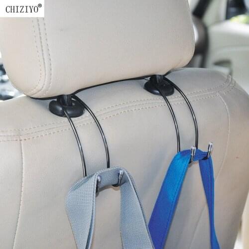 2pcs/lot Car Stainless Steel Hook Organizer Seat Back Hooks Vehicle Hidden Headrest Hanger For Handbag Shopping CHIZIYO