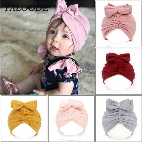 2020 New Newborn baby Hat Toddler Infant Caps Bow Beanies Soft Hospital Girls Hats Newborn Warm Hat for Baby Accessories 0-3T