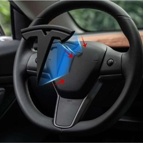 3pcs Matte Black for Tesla Model 3 Y S X Auto Logos Steering Wheel Patch Decoration Modified Accessories Tail Box Logo 2018-2021