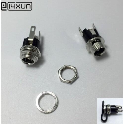 50pcs 5.5mm X 2.1mm 5.5mm X 2.5mm Panel Mount Female Plug Soket DC Power Supply Adapter Metal Jack Sockets Connector with cap