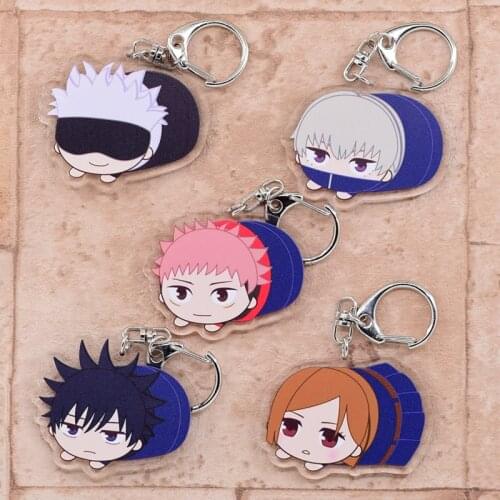 6 Styles Jujutsu Kaisen Keychain Yuji Itador Gojo Satoru Cute Anime Keyring Accessories Gifts