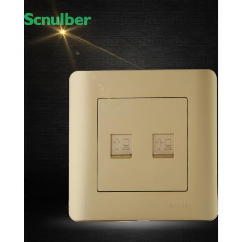 86mm office champagne dual 2 gang computer RJ45 8P PC wall switch socket