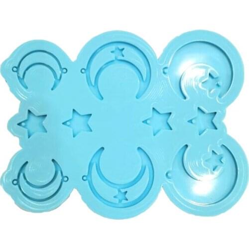 Moon Star Earring Resin Mold DIY Silicone Keychain Molds Pendant Necklace Silicone Mold for Resin