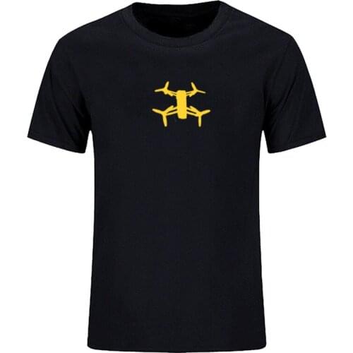 Fun mens T-shirt round neck casual cotton fun Quad rotor UAV controller printed short sleeve summer