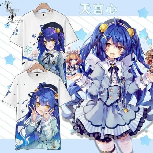 VTuber Amamiya Kokoro 3D Printing T-shirt Summer Fashion Round Neck Short Sleeve Popular Streetwear Plus Size