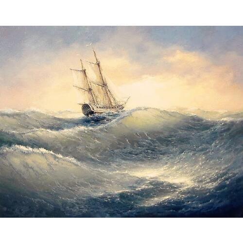 Oil picture beads Paint With Diamonds Landscape Embroidery 5D Full Round Drill Sea DIY Diamond painting Sailboat Home Decoration