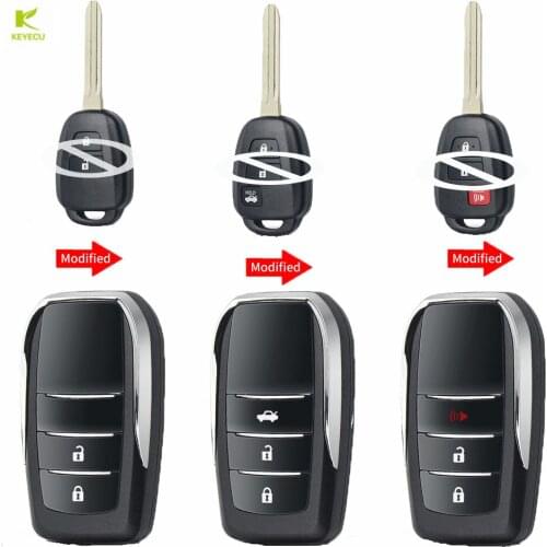 KEYECU Replacement Modified Flip Folding Remote Key Case Shell for Toyota Highlander Tacoma Rav4 Sequoia RAV4 Tundra 2/3 Buttons