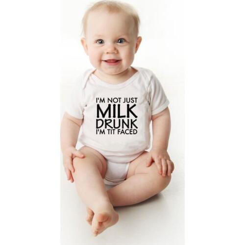 Summer Newborn Jumpsuit I'm Not Just Milk Drunk Funny Infant Cute Bodysuits Baby Boys Girls Letter Print Playsuit Clothes