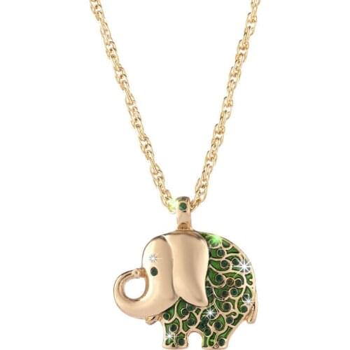 Hot Sale National Style Classic Green Elephant Pendant High Quality Copper Zircon Necklace Female Charm Party Birthday Jewelry