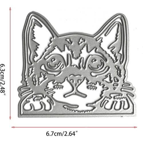 Metal Cutting Dies Stencil Cute Cat Head Shaped Embossing Tool Decorative Die Cuts for Card Making Scrapbooking DIY Etched Craft