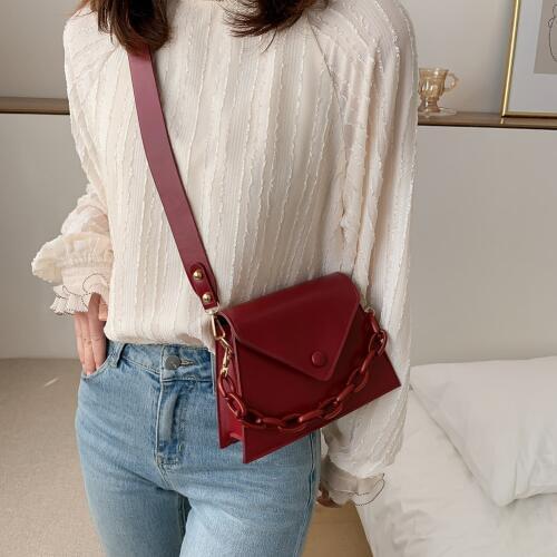 New 2020 PU Messenger Bag Fashion Women Solid Color Handbags Chain Shoulder Crossbody Pouch Female Lady Small Elegant Totes