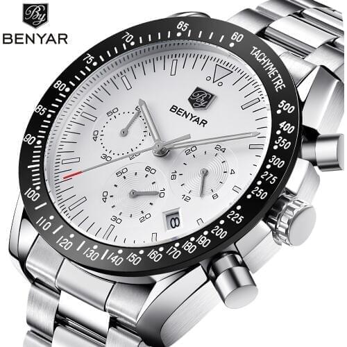 BENYAR 2018 New Fashion Chronograph Sport Watches Men high quality business quartz stainless steel mens watch Relogio Masculino