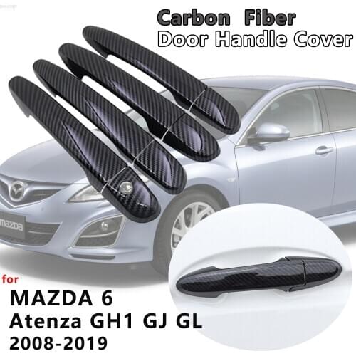 4 PCS Exterior Carbon Fiber Door Handle Cover Catch Trim Car Accessories for Mazda 6 Atenza GH1 GJ GL 2008~2019 2014 2015 2016