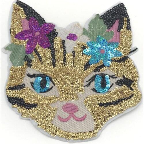 20pcs/Lot Embroidery Patches Letters Clothing Decoration Accessories Animal Sequins Cat Diy Iron Heat Transfer Applique