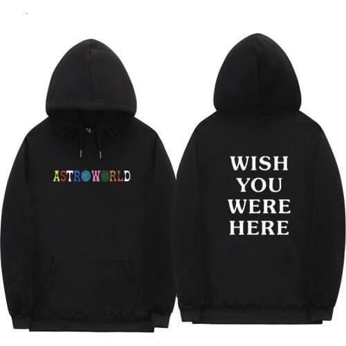 New Arrive Fashion Hoodie Sweatshirt Travis Scott Hip Hop Hoodies Astroworld WISH YOU WERE HERE Letter Print Long Sleeves Hoody
